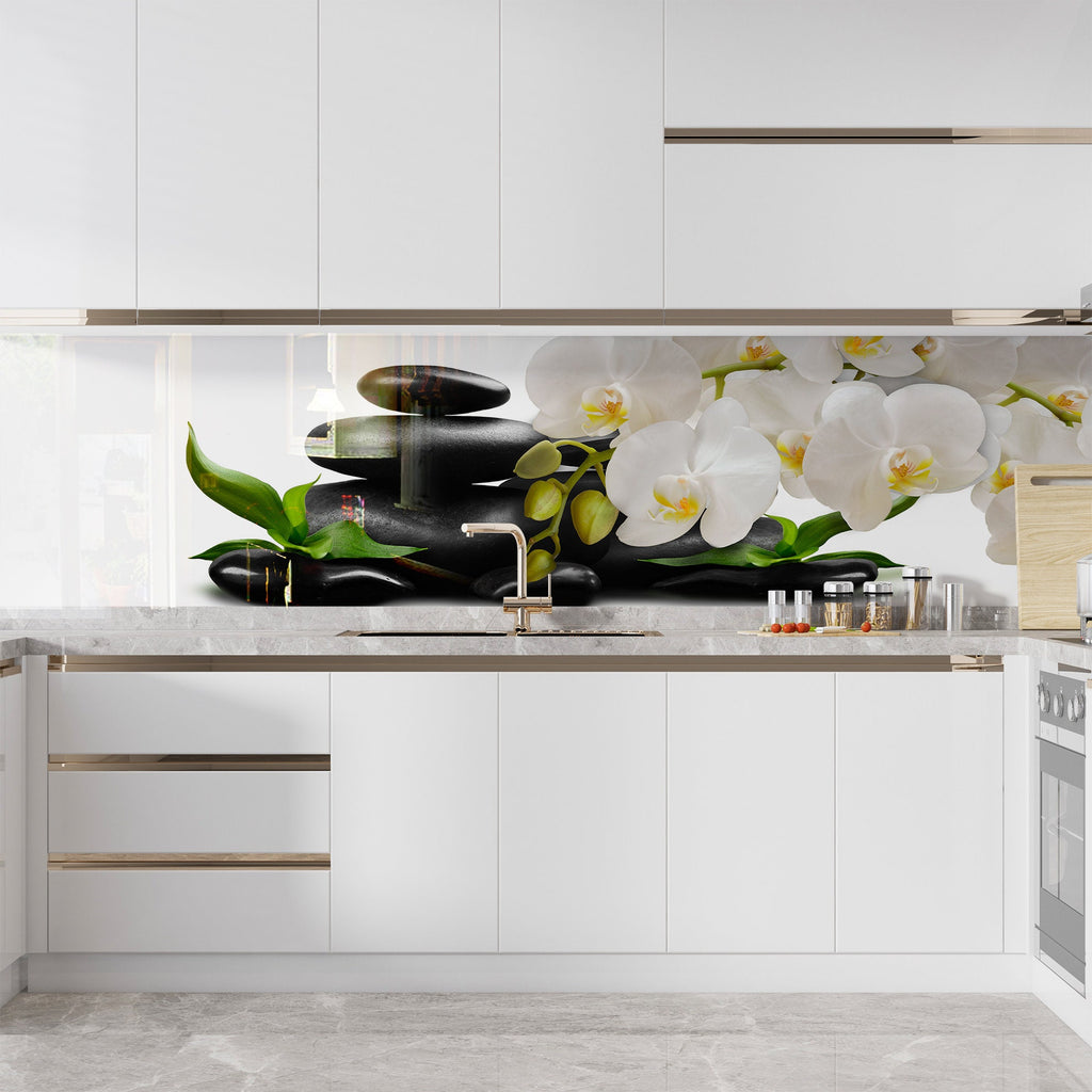 Botanical Floral Tempered Glass Backsplash-BacksplashArtworks