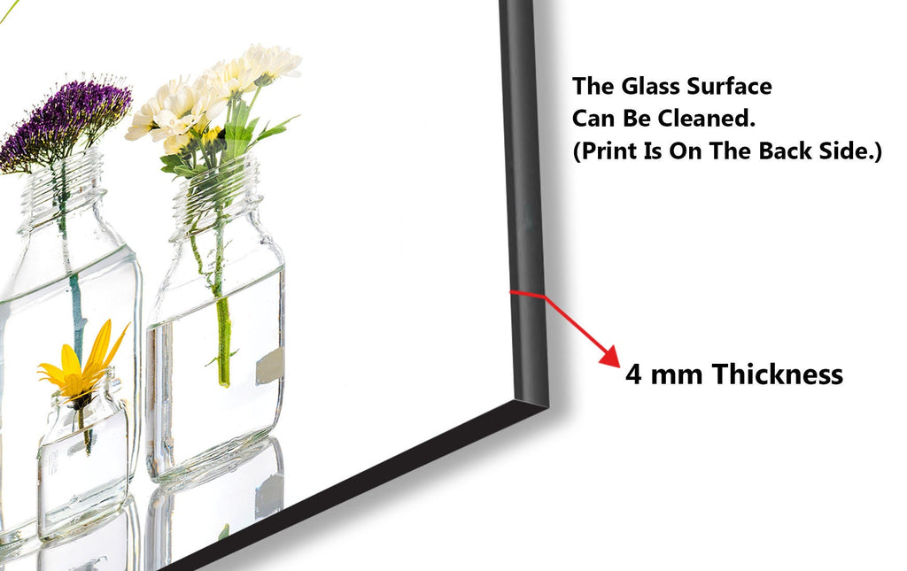 Botanical Floral Tempered Glass Backsplash-BacksplashArtworks