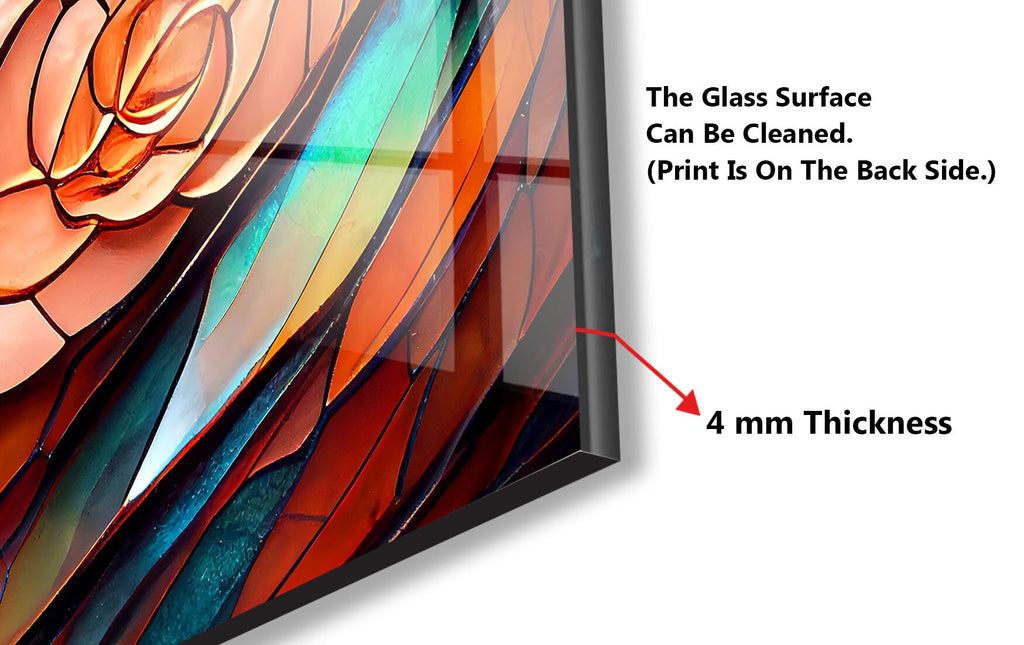 Elegant Rose Stained - Glass Kitchen Backsplash-BacksplashArtworks
