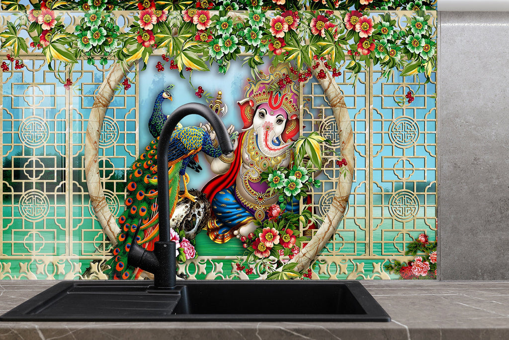 Divine Harmony Stained - Glass Kitchen Backsplash-BacksplashArtworks