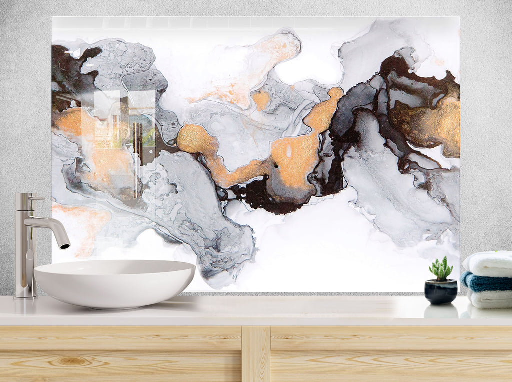 Abstract Marble Swirl - Glass Kitchen Backsplash-BacksplashArtworks
