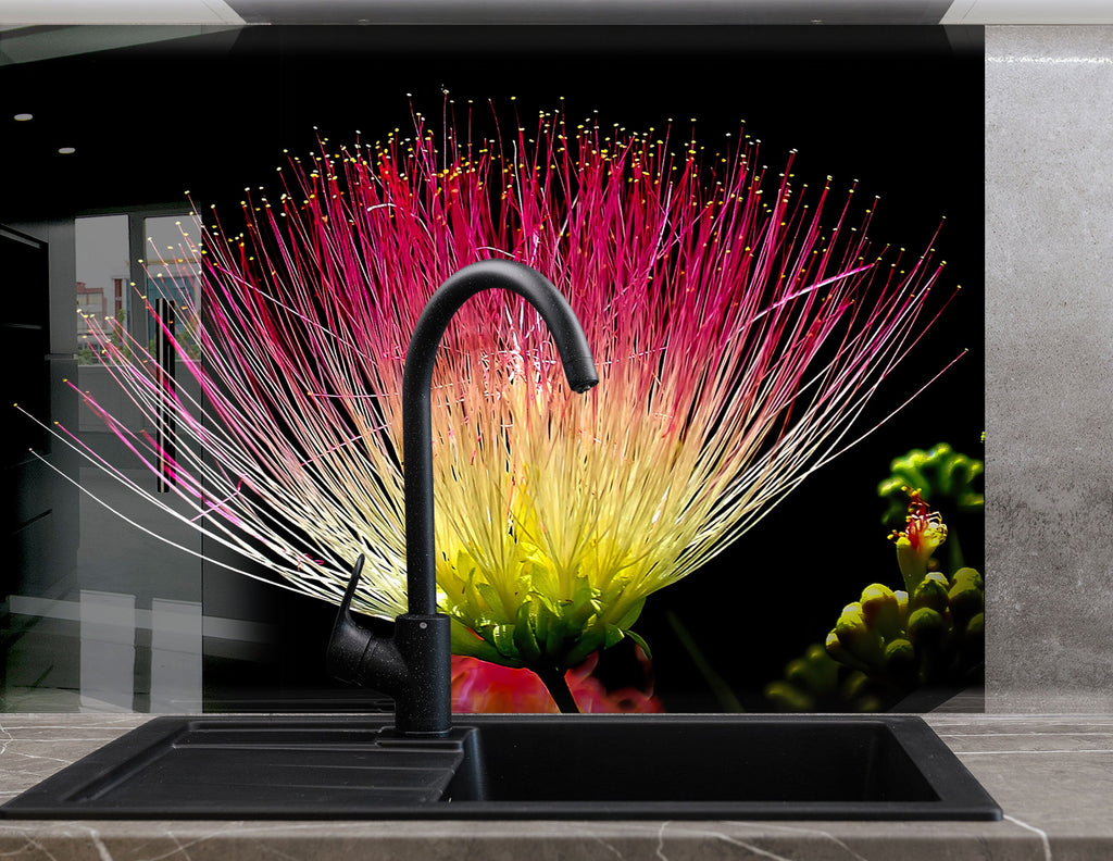 Botanical Floral Tempered Glass Backsplash-BacksplashArtworks