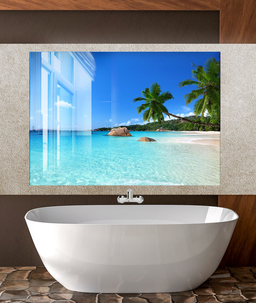 Tropical Beach Paradise Wall Art – Glass Backsplash for Kitchen-BacksplashArtworks