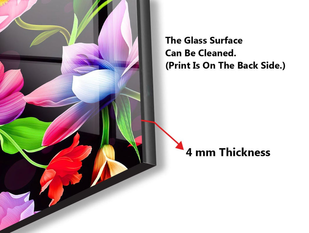Botanical Floral Tempered Glass Backsplash-BacksplashArtworks
