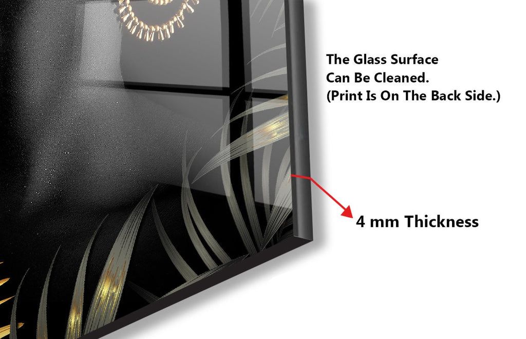 Luxury Black & Gold African Queen - Glass Kitchen Backsplash-BacksplashArtworks