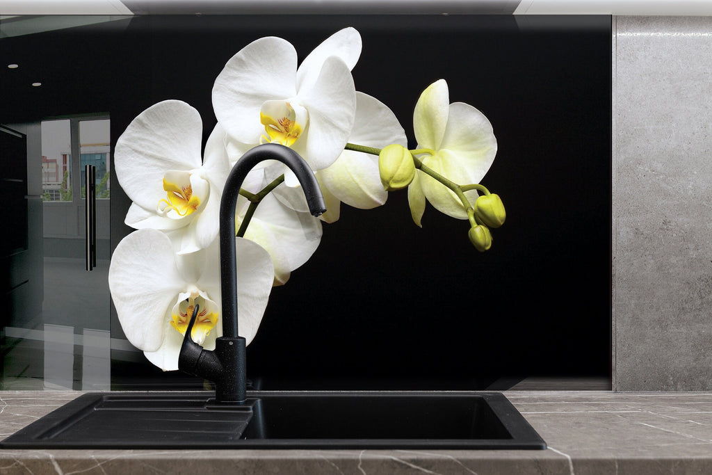 Botanical Floral Tempered Glass Backsplash-BacksplashArtworks