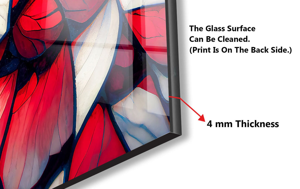 Elegant Red & White Stained - Glass Kitchen Backsplash-BacksplashArtworks