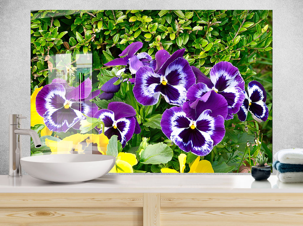 Botanical Floral Tempered Glass Backsplash-BacksplashArtworks