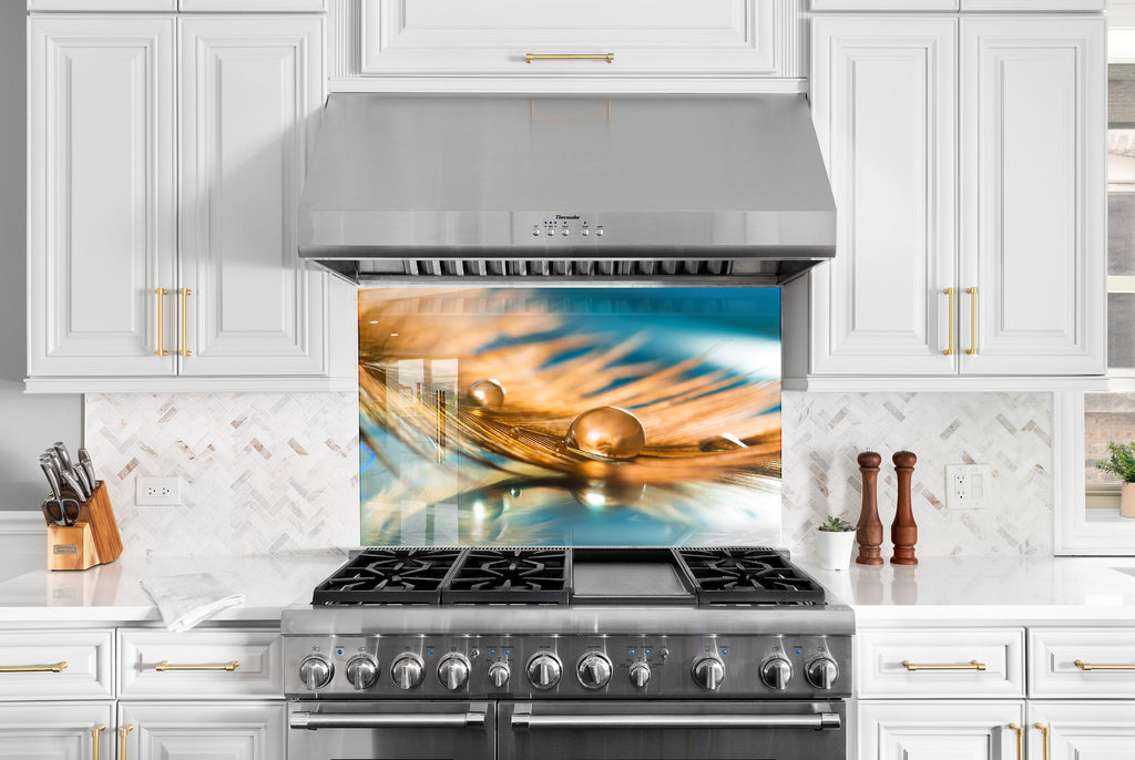 Elegant Water Droplet - Glass Kitchen Backsplash-BacksplashArtworks
