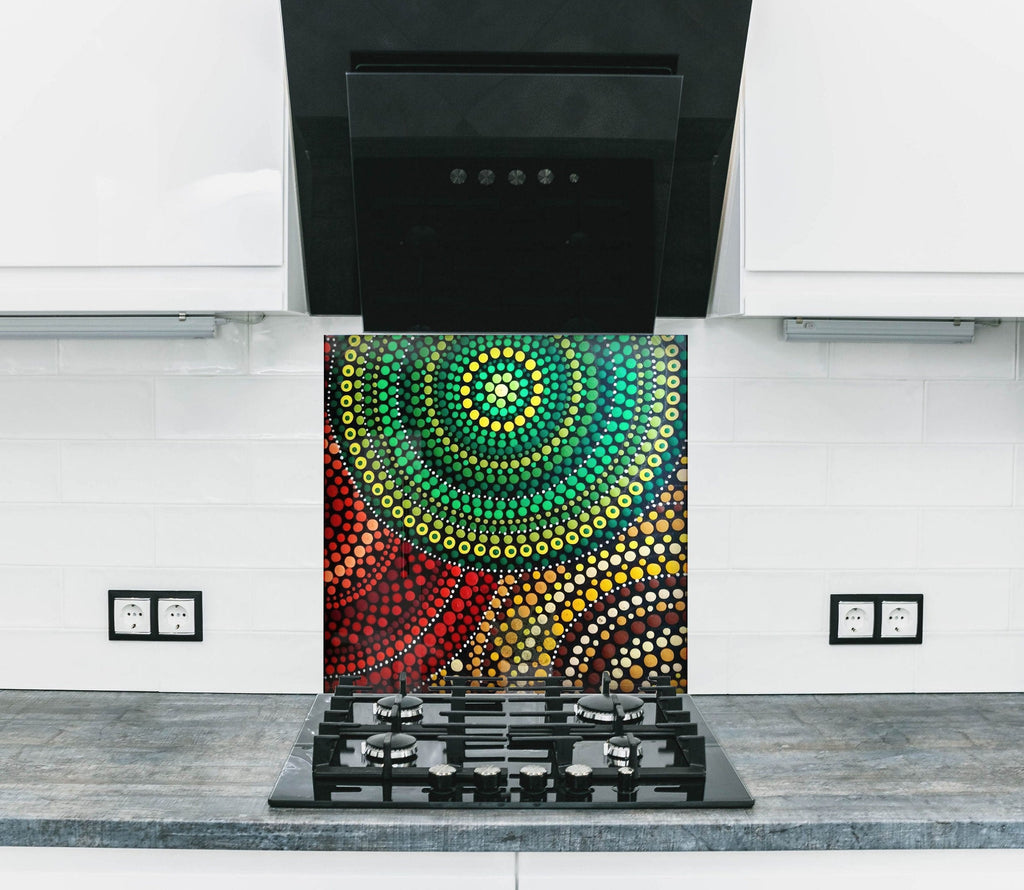 Bohemian Mandala Style - Glass Kitchen Backsplash-BacksplashArtworks