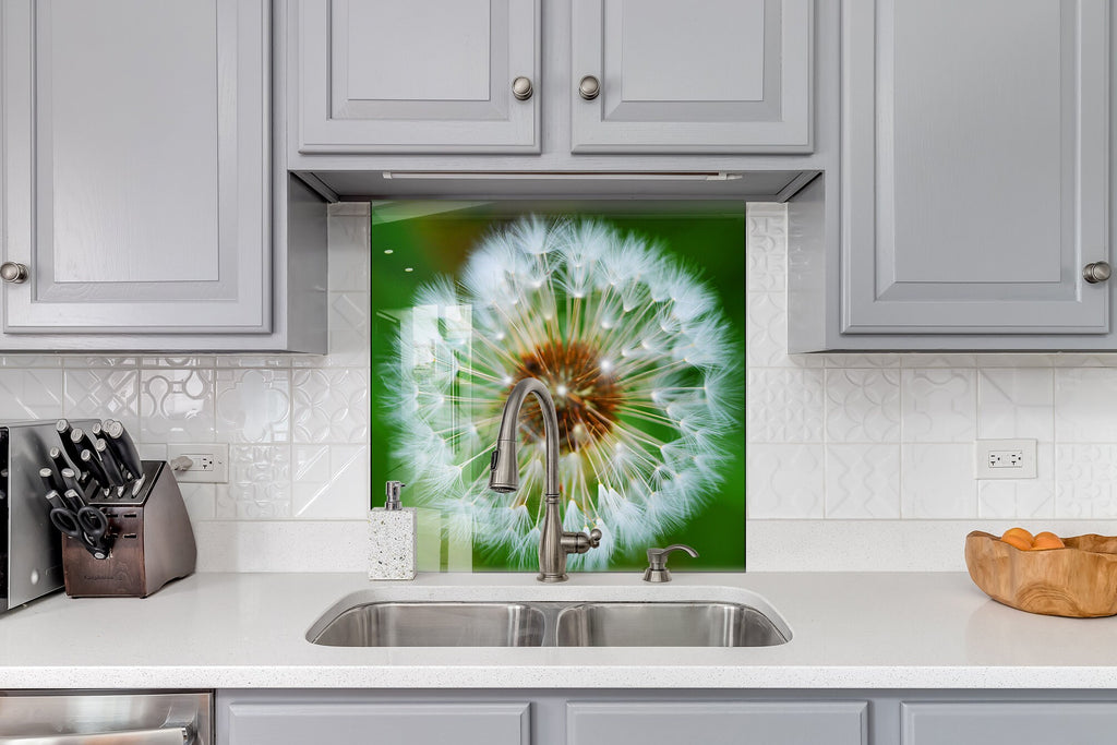 Dandelion Tempered Glass Backsplash-BacksplashArtworks