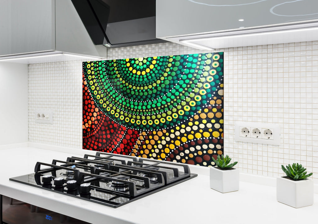 Bohemian Mandala Style - Glass Kitchen Backsplash-BacksplashArtworks