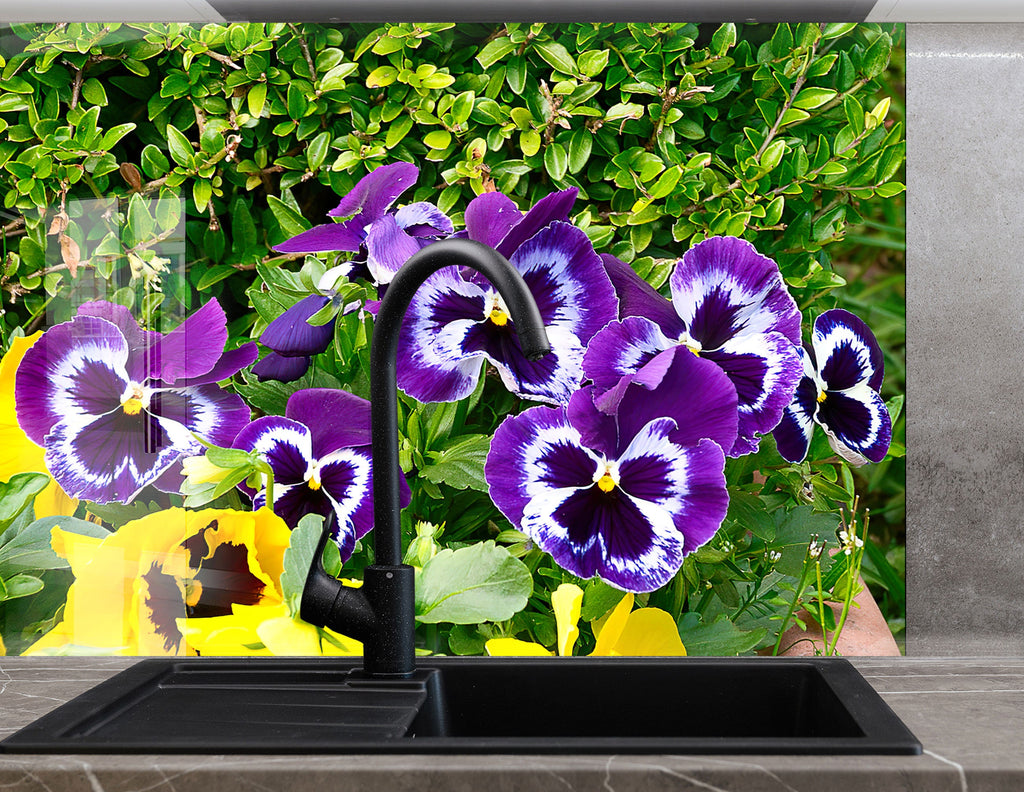 Botanical Floral Tempered Glass Backsplash-BacksplashArtworks