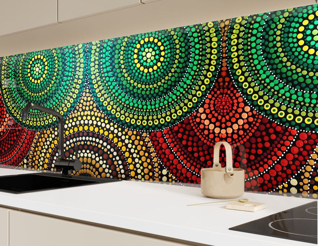 Bohemian Mandala Style - Glass Kitchen Backsplash-BacksplashArtworks