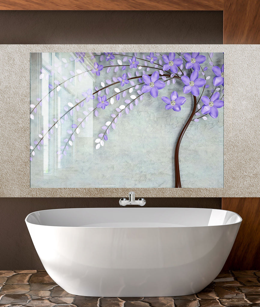 Sakura Tree Tempered Glass Backsplash-BacksplashArtworks