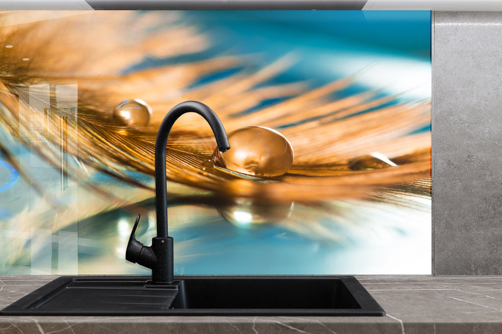 Elegant Water Droplet - Glass Kitchen Backsplash-BacksplashArtworks
