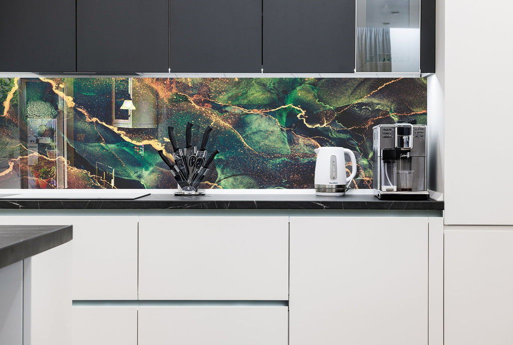 Emerald Gold - Glass Bathroom Backsplash-BacksplashArtworks