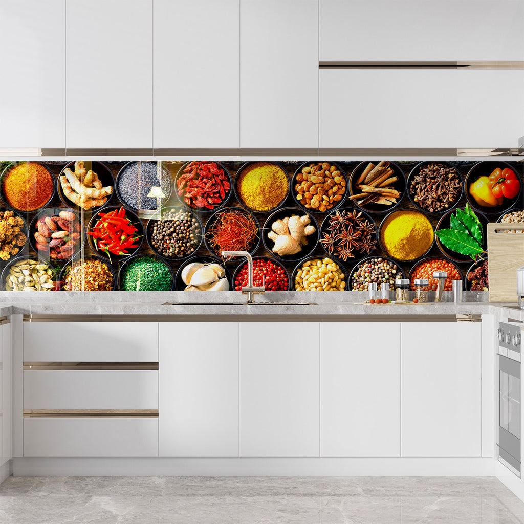 Exotic Spice Market Wall Art - Tempered Glass Kitchen Backsplash-BacksplashArtworks