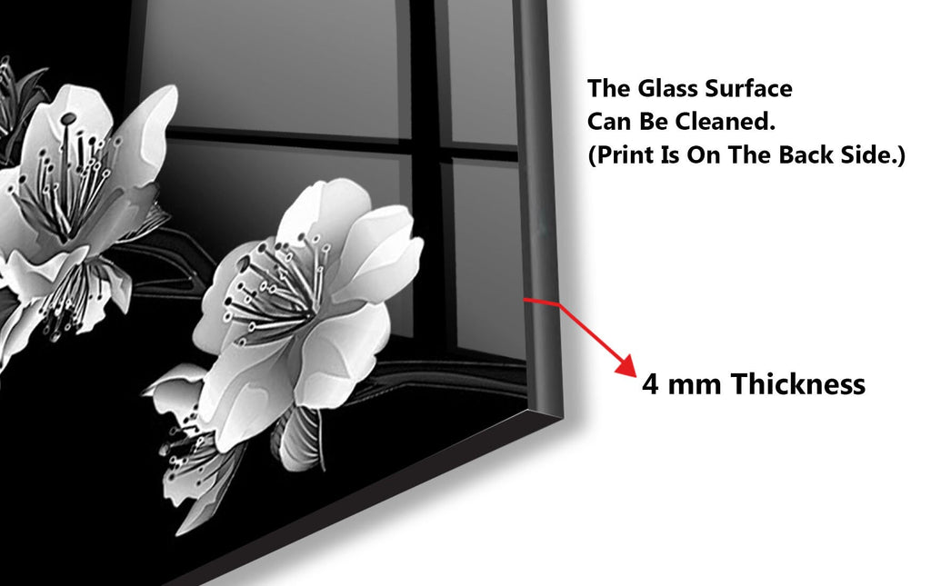 Botanical Floral Tempered Glass Backsplash-BacksplashArtworks