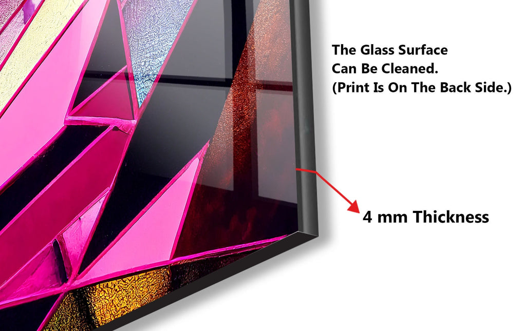 Pink & Gold Geometric - Glass Kitchen Backsplash-BacksplashArtworks