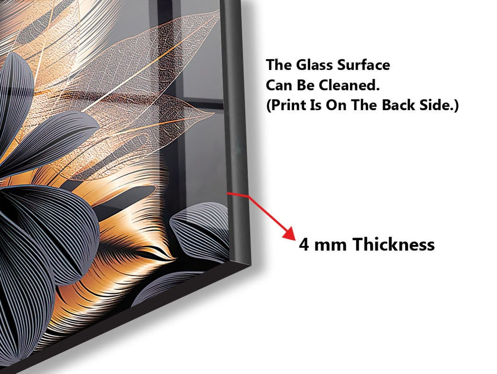 Botanical Floral Tempered Glass Backsplash-BacksplashArtworks