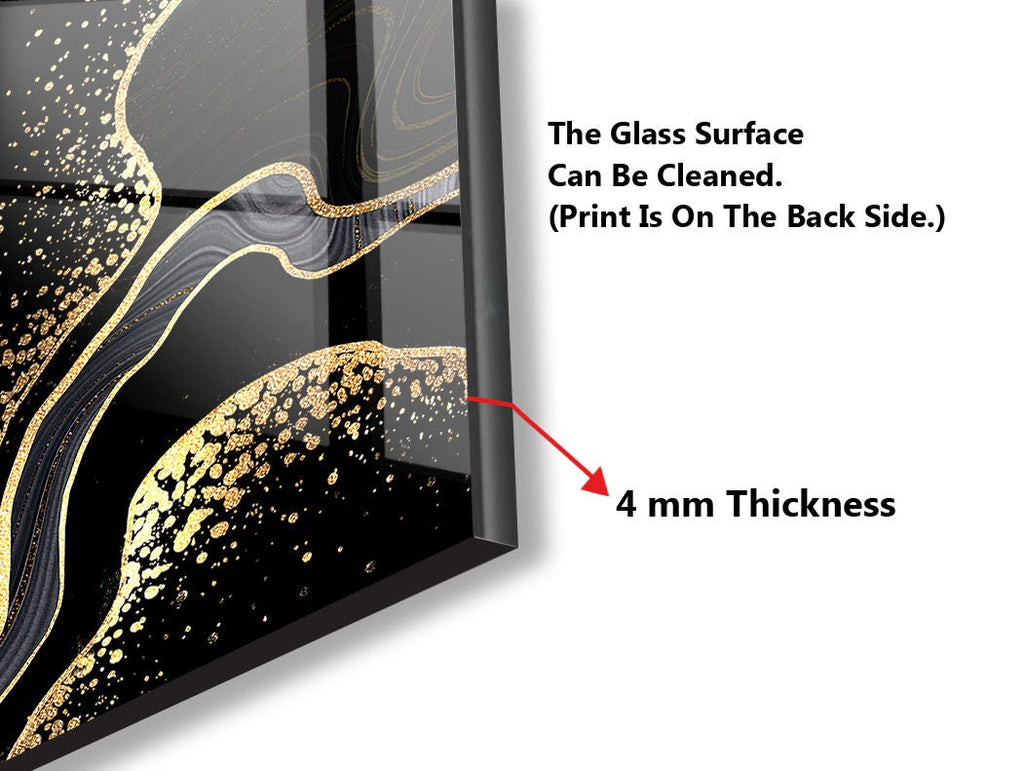 Golden Glow - Glass Bathroom Backsplash-BacksplashArtworks