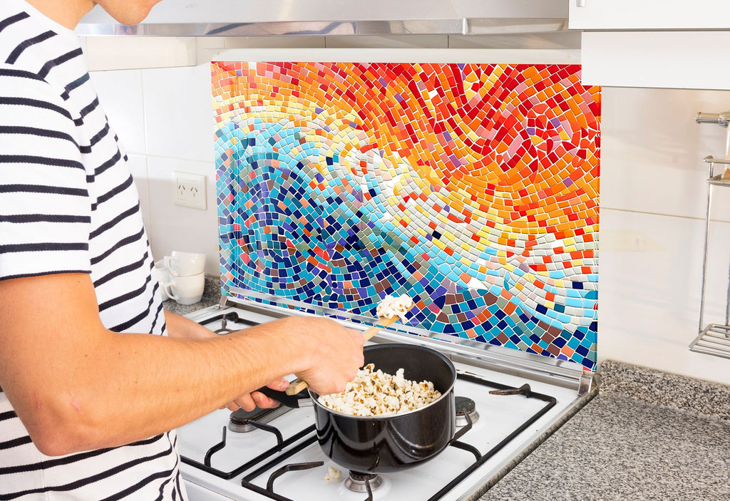 a man is cooking popcorn on the stove