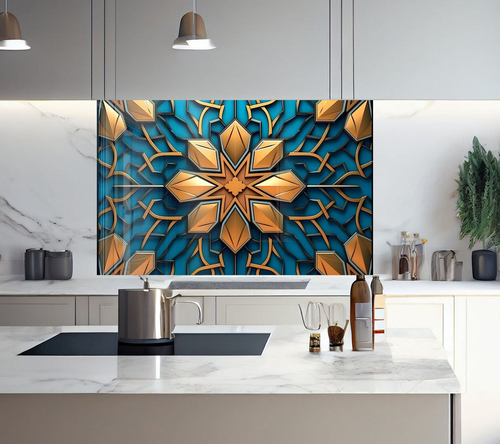 Royal Mandala Stained - Glass Kitchen Backsplash-BacksplashArtworks