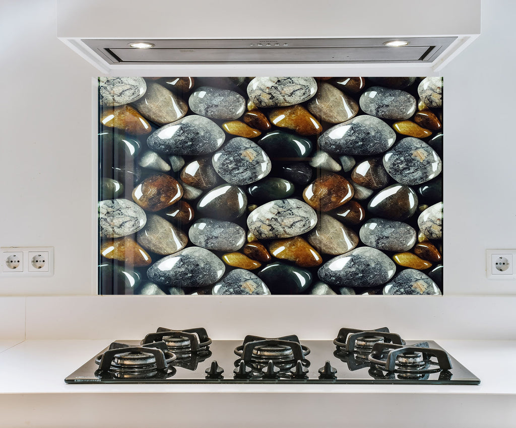 a stove top with a picture of rocks on it