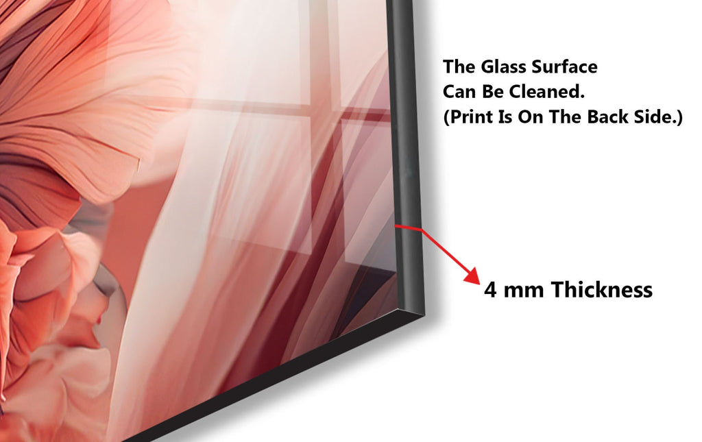 a picture of a pink flower with the words the glass surface can be cleaned,