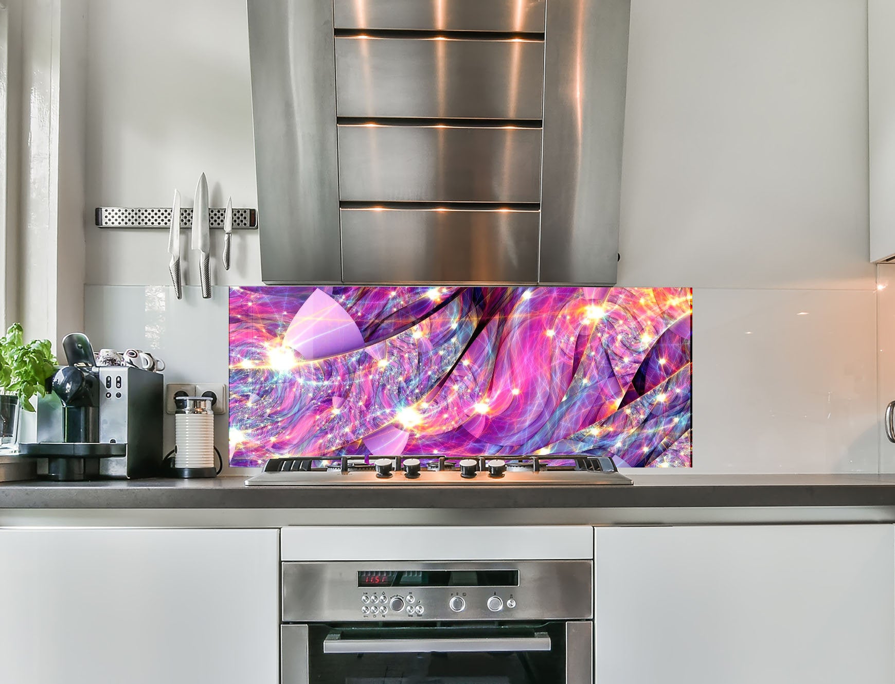 Galactic Radiance Glass Kitchen | Backsplash Artworks – BacksplashArtworks