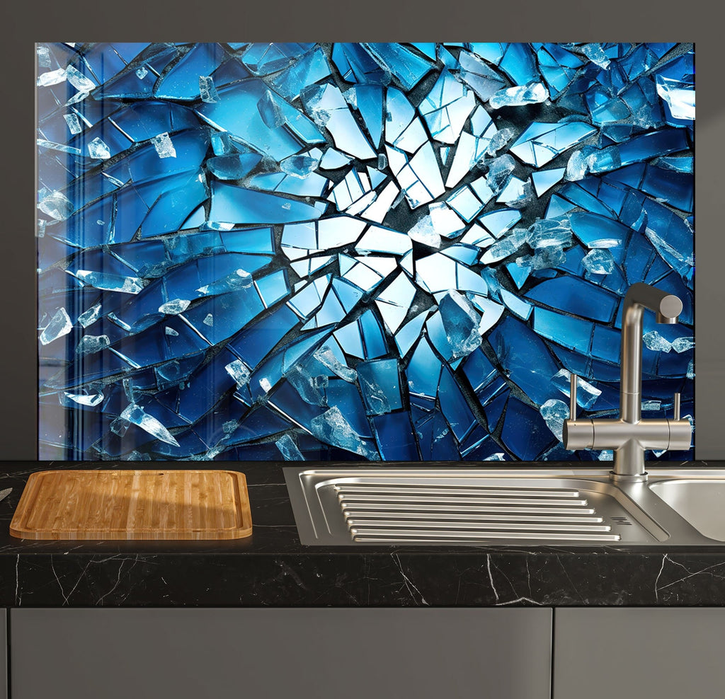 Shattered Ice - Glass Kitchen Backsplash-BacksplashArtworks