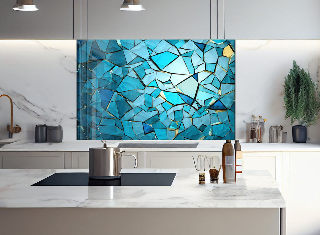 Frozen Elegance - Tempered Glass Kitchen Backsplash-BacksplashArtworks