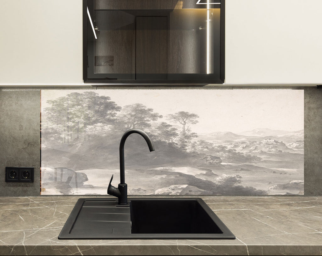 Vintage Landscape Wall Art - Tempered Glass Kitchen Backsplash-BacksplashArtworks