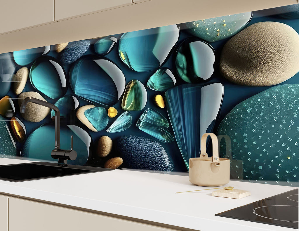 Zen Spa Stones Tempered Glass Backsplash-BacksplashArtworks