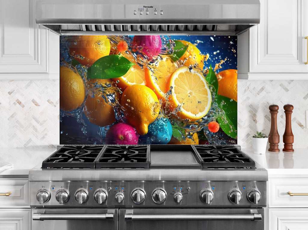 Zesty Citrus Splash Glass Kitchen Backsplash – Fresh Lemon & Fruit Design-BacksplashArtworks