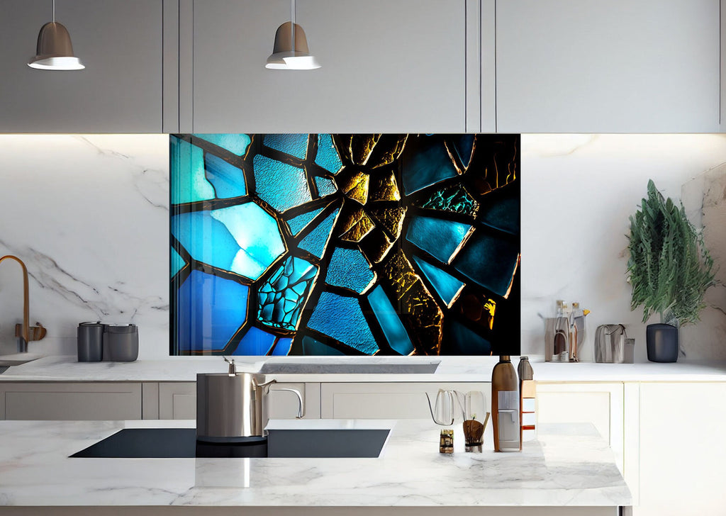 Midnight Glow Stained - Glass Kitchen Backsplash-BacksplashArtworks