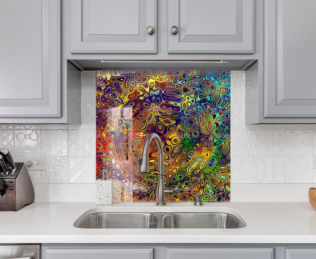 Abstract Tempered Glass Backsplash-BacksplashArtworks