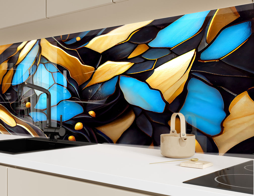 Abstract Tempered Glass Backsplash-BacksplashArtworks