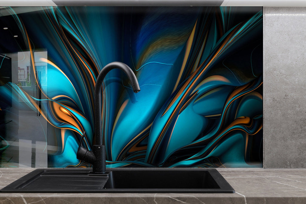 Abstract Tempered Glass Backsplash-BacksplashArtworks