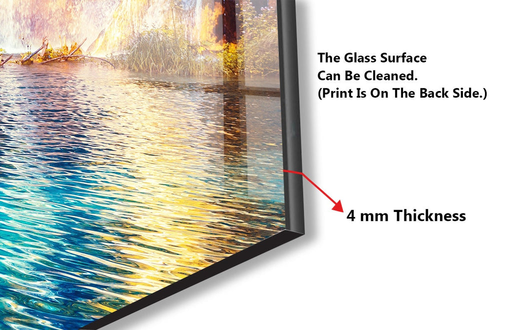 Golden Waterfall Paradise – Glass Kitchen Backsplash-BacksplashArtworks