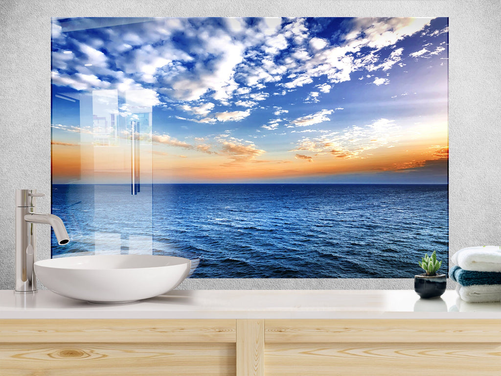 Ocean Horizon Sunset - Glass Kitchen Backsplash-BacksplashArtworks