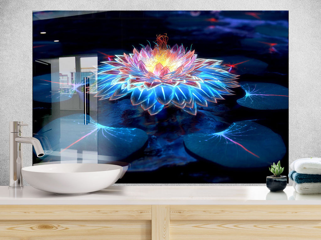 Botanical Floral Tempered Glass Backsplash-BacksplashArtworks