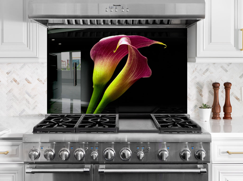 Botanical Floral Tempered Glass Backsplash-BacksplashArtworks