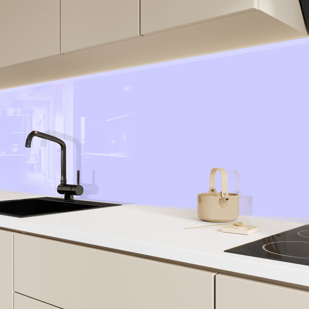 Powder Blue - Tempered Glass Kitchen Backsplash-BacksplashArtworks