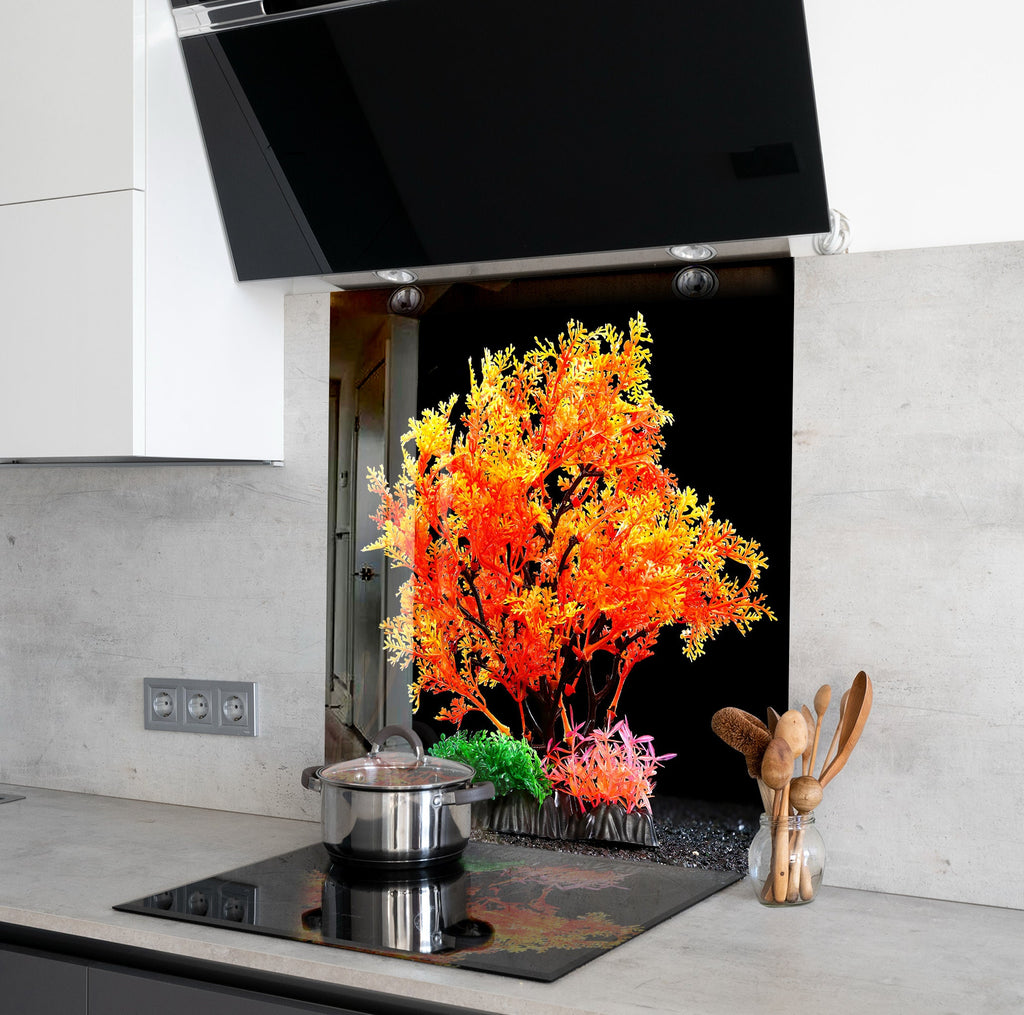 Botanical Floral Tempered Glass Backsplash-BacksplashArtworks