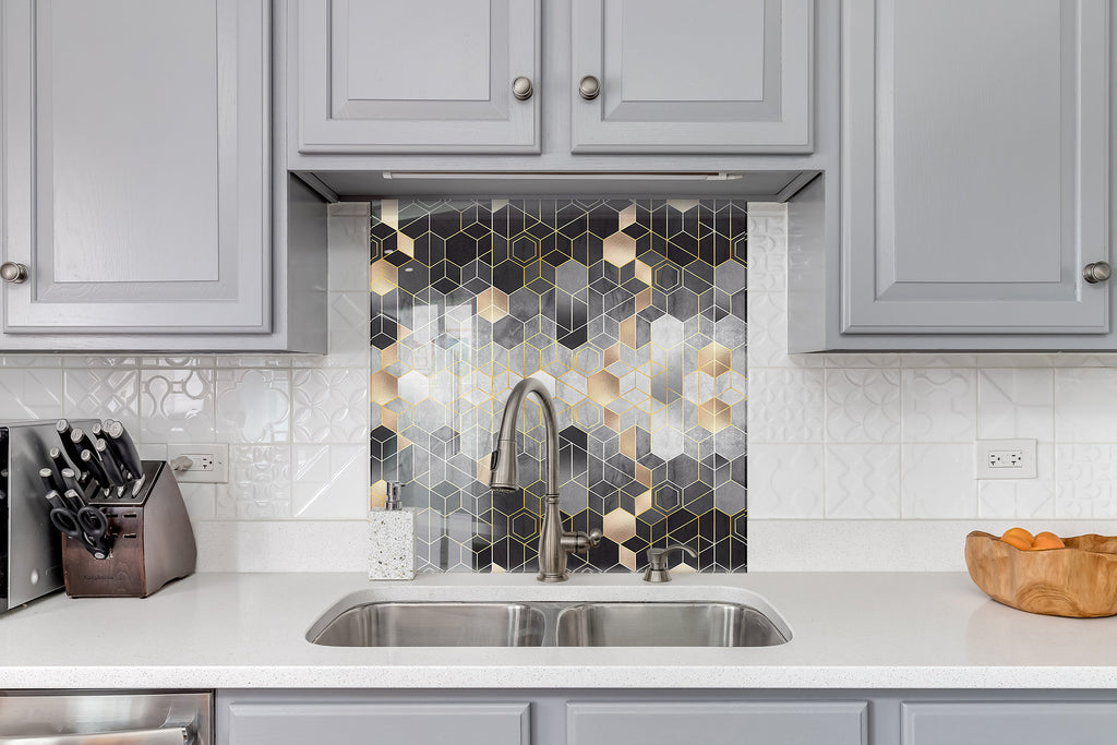 Abstract Tempered Glass Backsplash-BacksplashArtworks