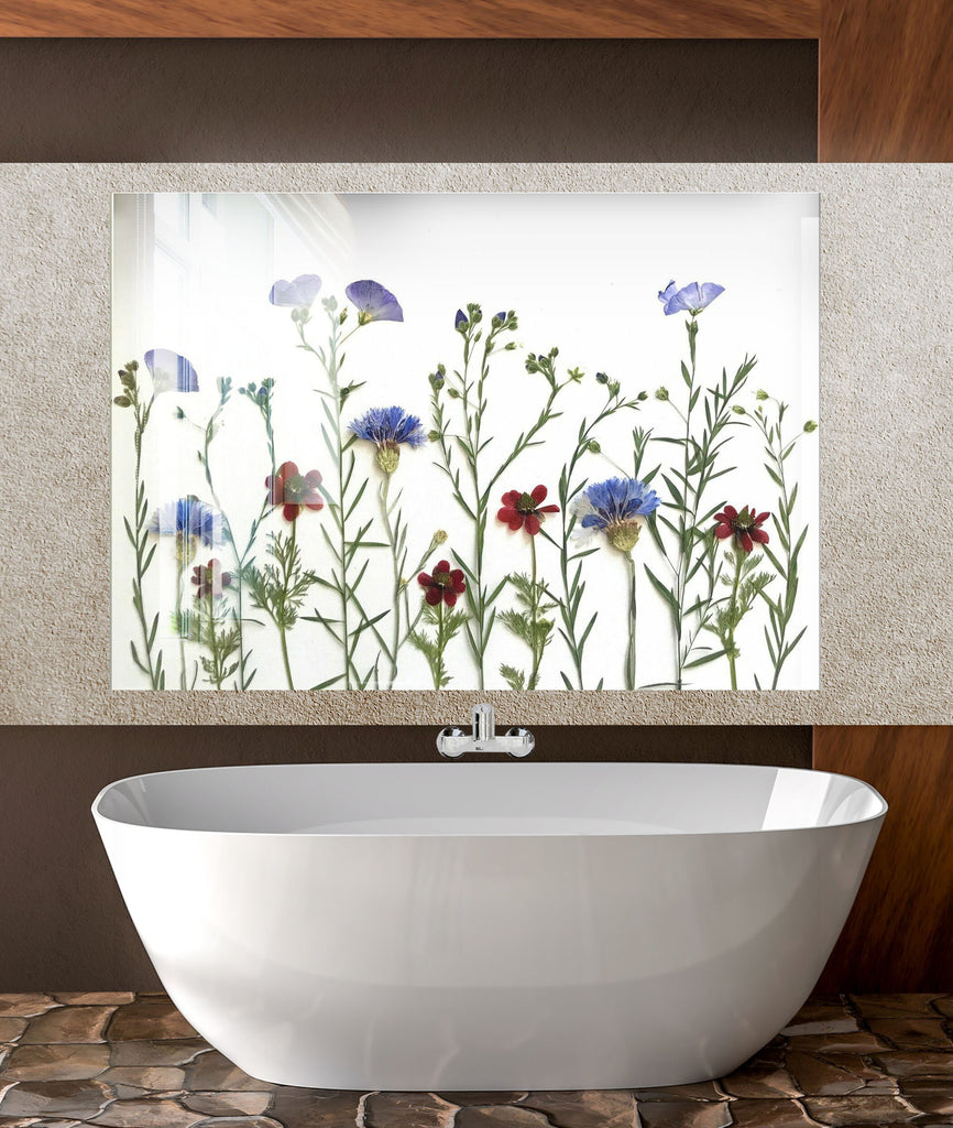 Botanical Floral Tempered Glass Backsplash-BacksplashArtworks