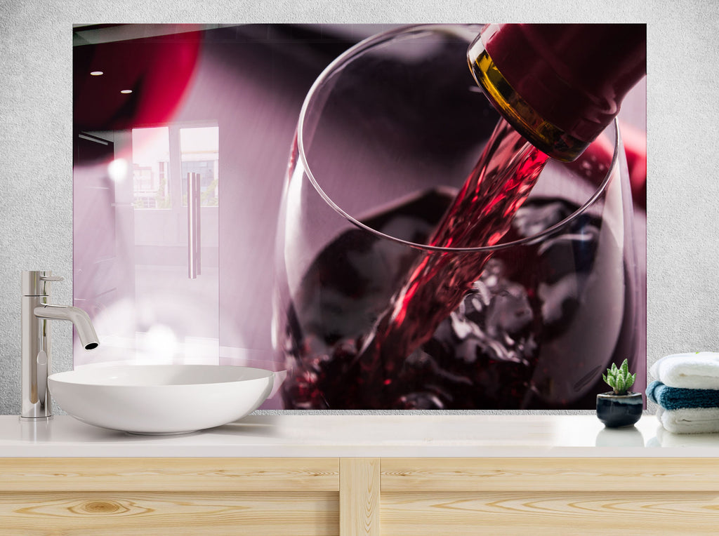 Red Wine Pouring Glass Kitchen Backsplash – Elegant Wine Art-BacksplashArtworks