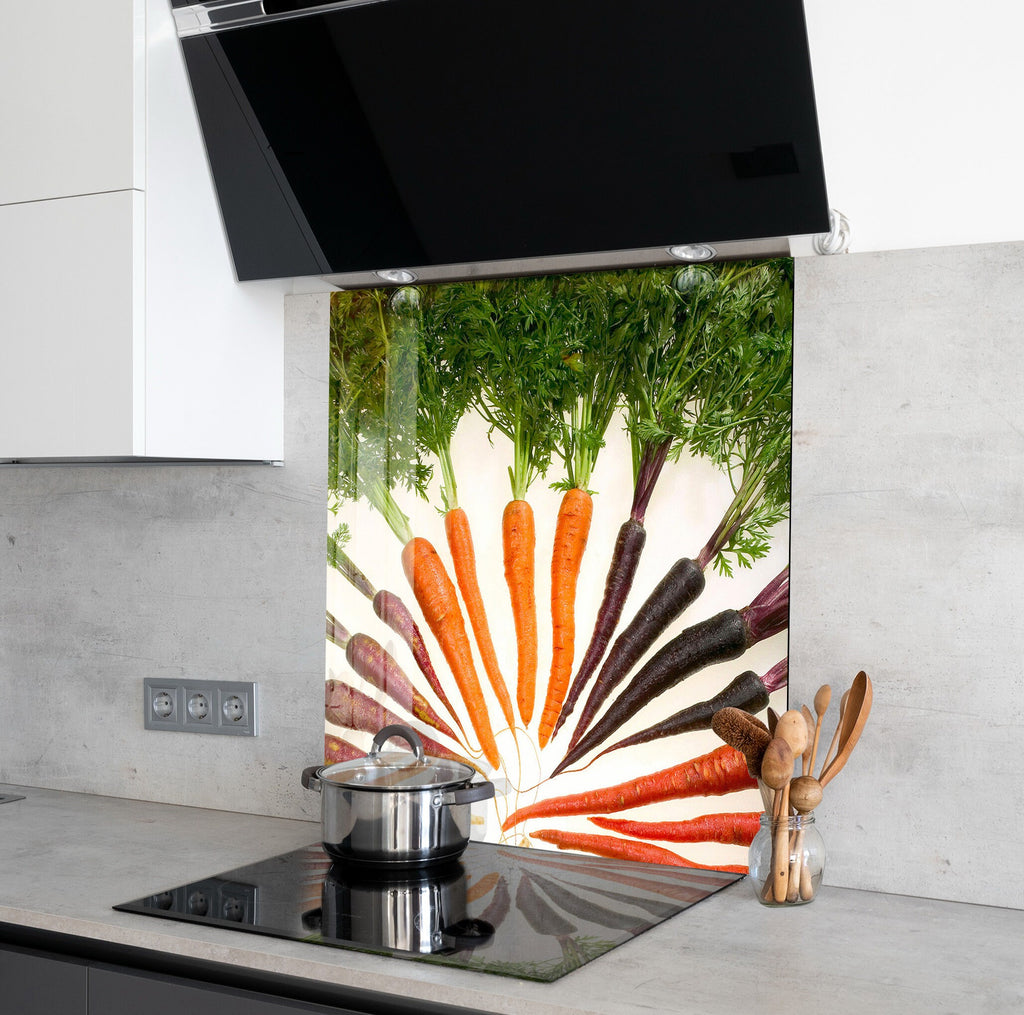 Colorful Carrot Medley Glass Kitchen Backsplash – Vibrant Vegetable Design-BacksplashArtworks
